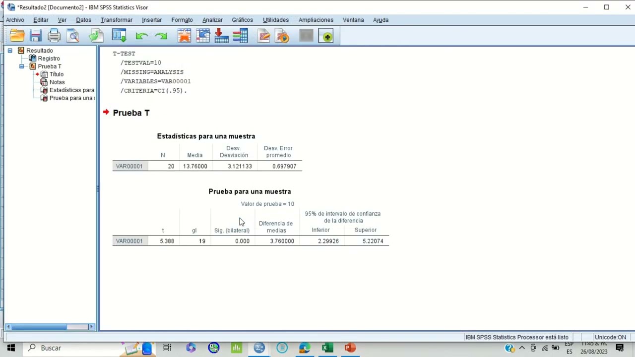 Prueba t de Student para una muestra en SPSS