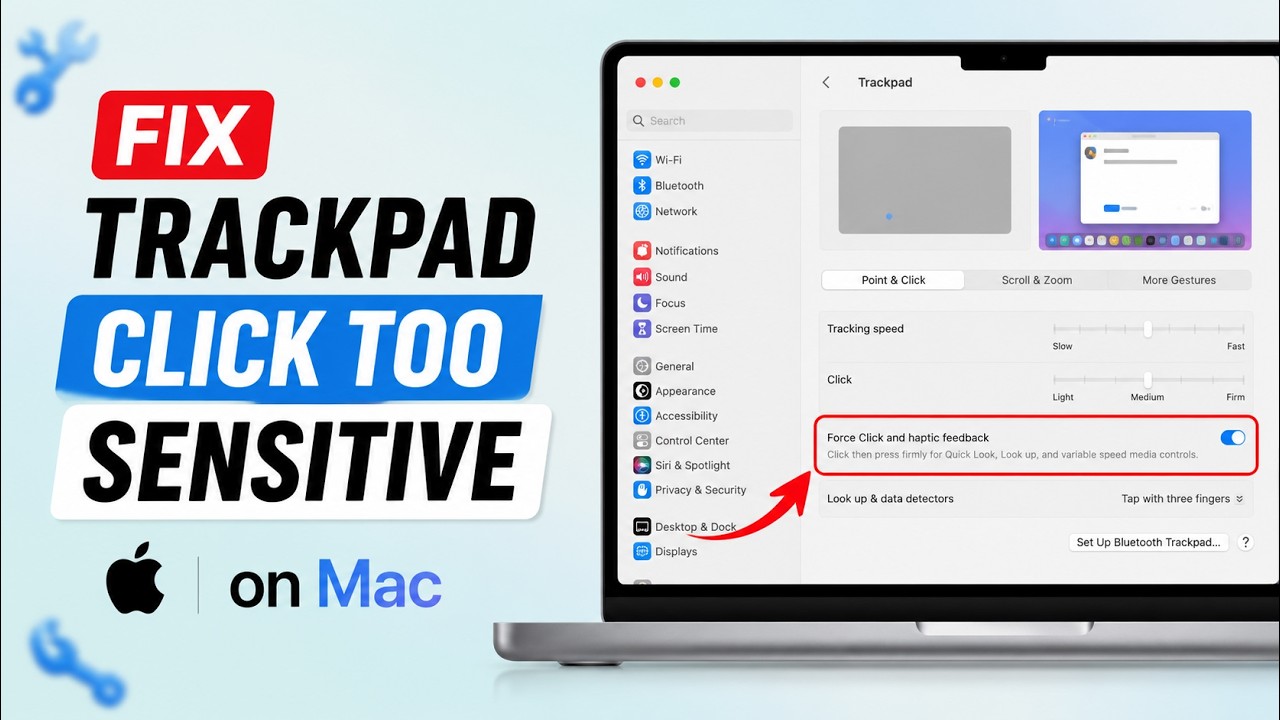 Как исправить слишком чувствительный клик тачпада на Mac