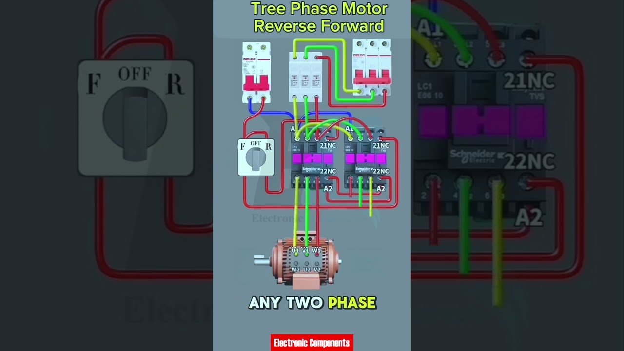 Motor control circuit with protection and monitoring components. It includes an MCB for overcurrent