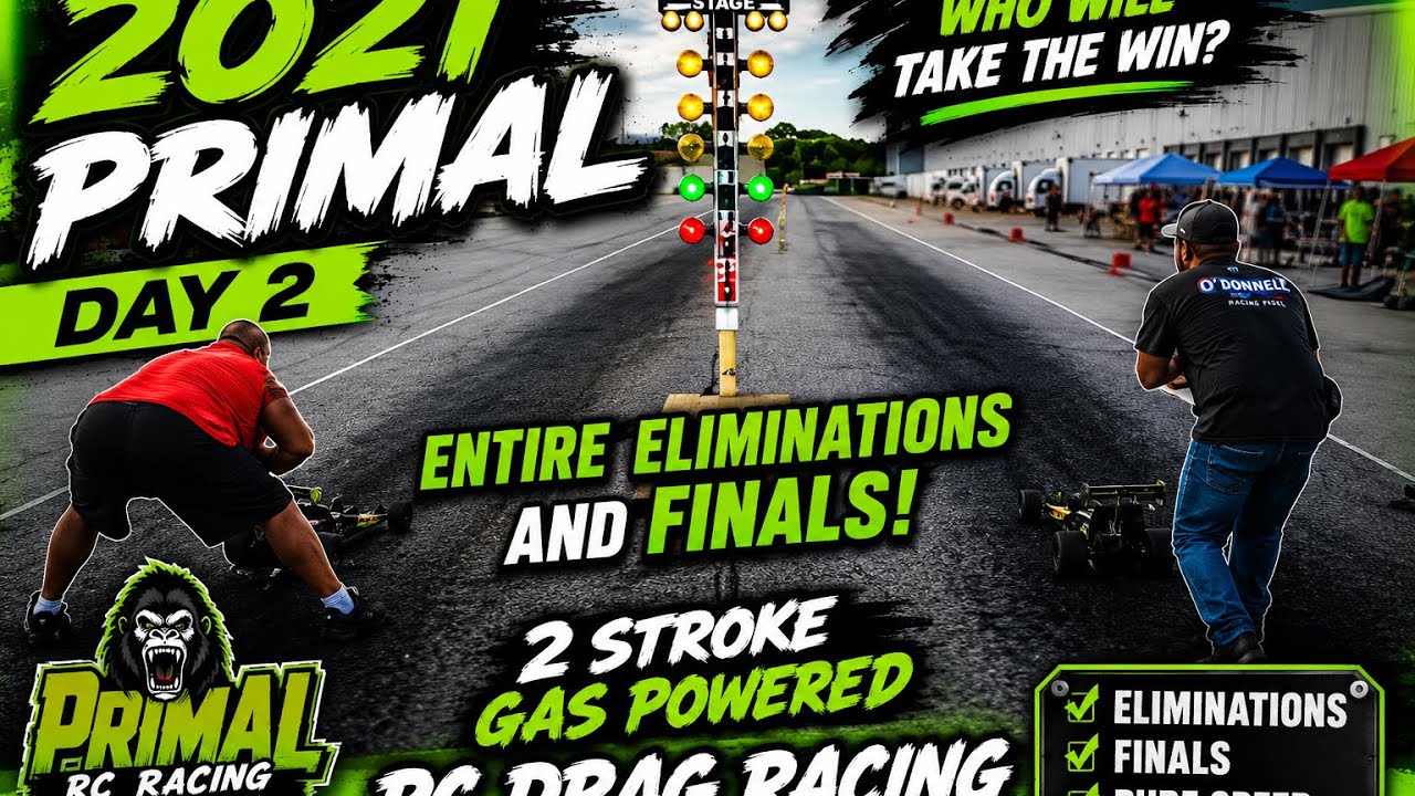 2021 Primal Baltimore Dragrace Elimination and Finals. RC Drag Racing 2 stroke gas powered Dragster