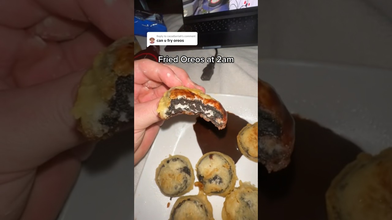 Making Fried Oreos in Bed #food #shorts