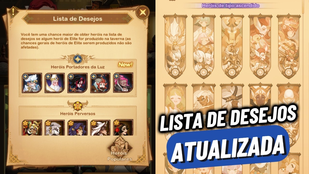 LISTA DE DESEJOS ATUALIZADA, NOVA CONTA - AFK ARENA