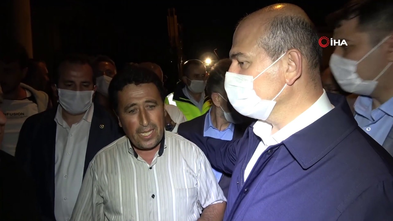 Bakan Soylu Sel Sularının Altında Kalan Dudaklı Köyü'nde İncelemelerde Bulundu