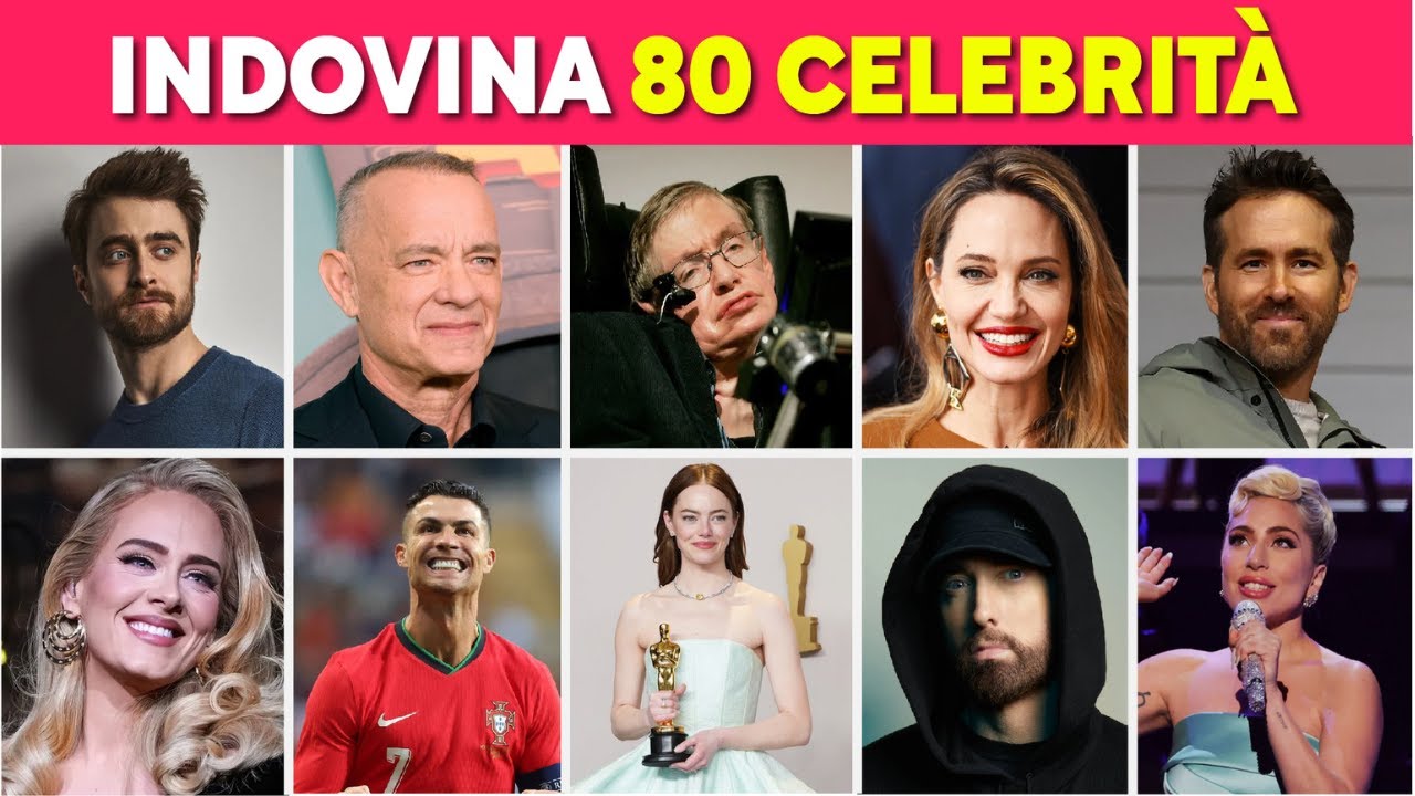 Indovina la Celebrità in 5 secondi  |  Quiz Celebrità: 80 Personaggi Famosi