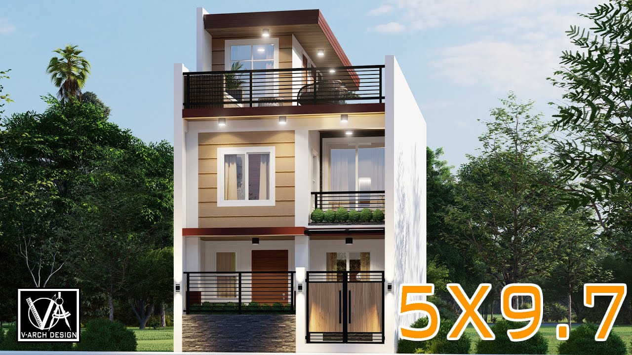 5X9.7 Meters 2 Storey Modern House Design