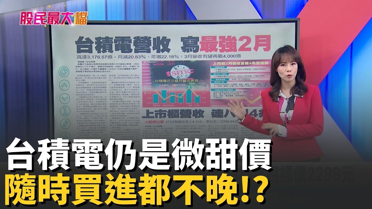 台積電強彈兩日仍是微甜價 隨時買進都不晚!?【股民最大黨-關鍵權值股】｜主播 張懷慈｜＃股民最大黨 20260311｜三立iNEWS