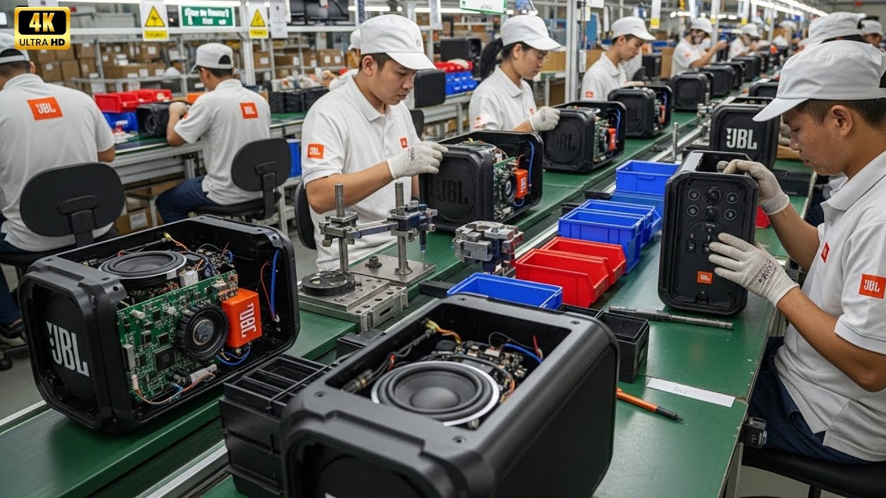 Inside the JBL factory: the JBL PartyBox On The Go 2 speaker production process.