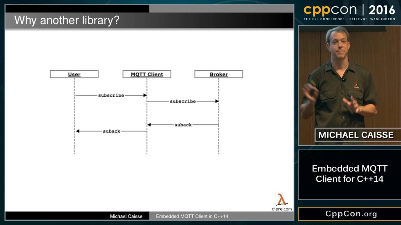 CppCon 2016: Michael Caisse “Implementing a Modern C++ MQTT Client for Embedded Devices