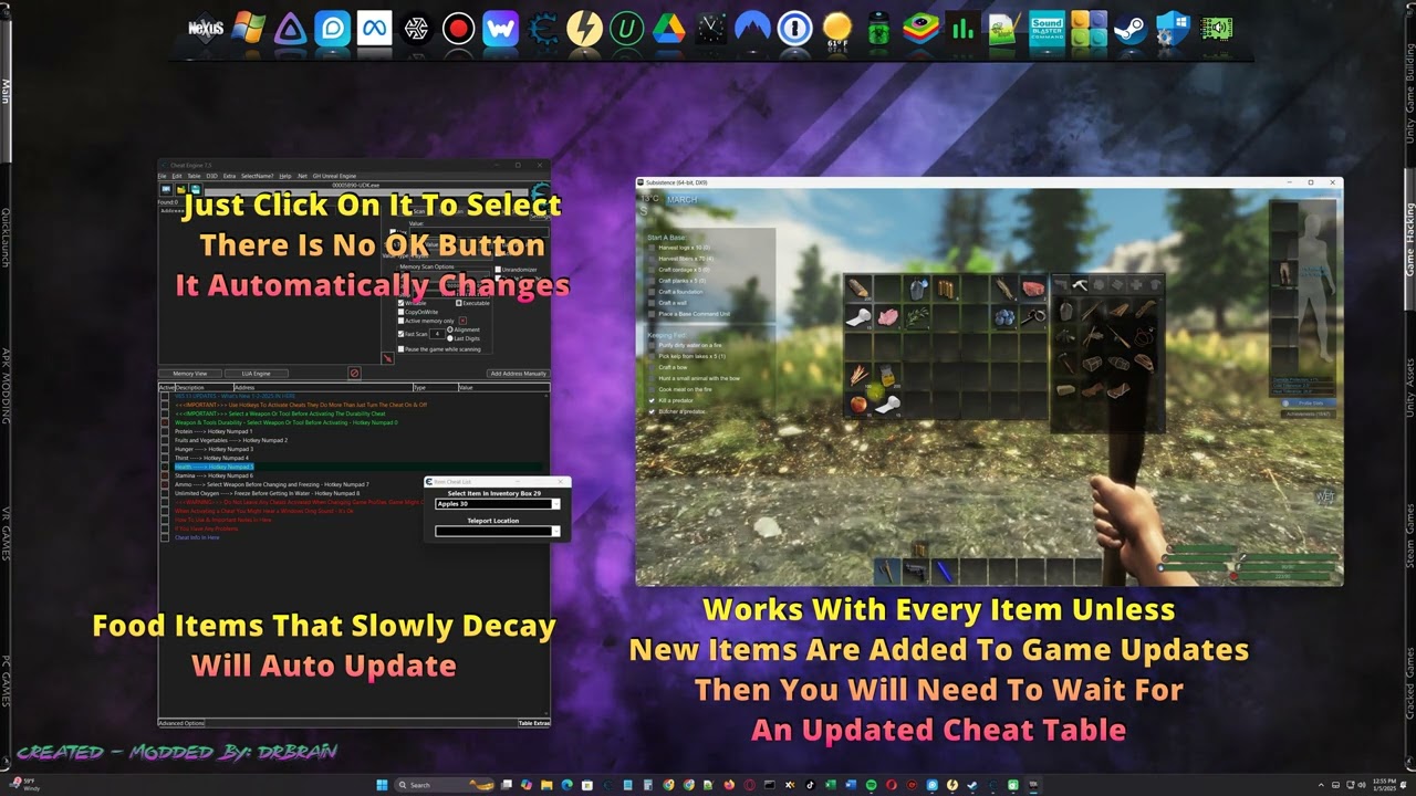 Subsistence Cheats Using Cheat Engine (2025)