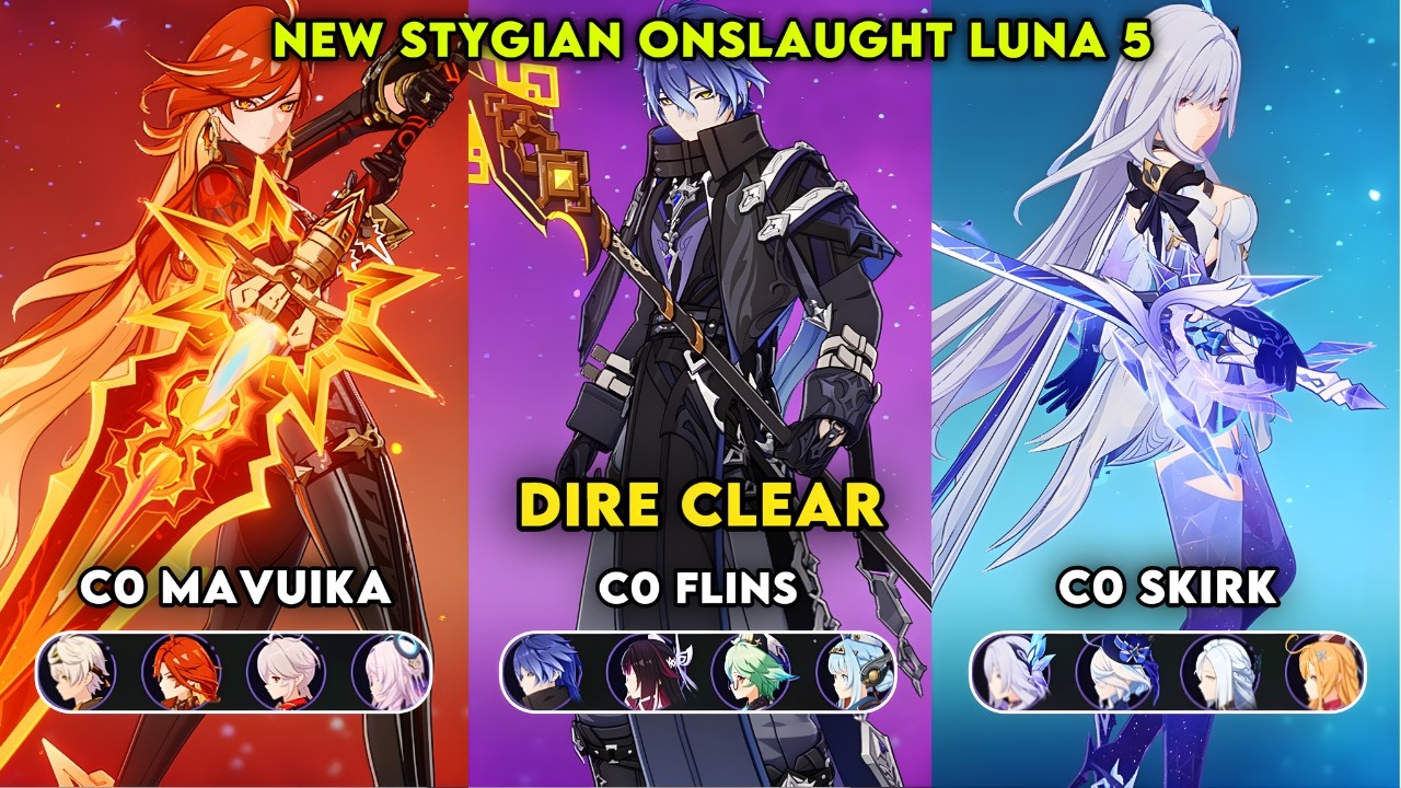 NEW Stygian Onslaught 6.4 DIRE Difficulty | C0 Mavuika - C0 Flins - C0 Skirk | Genshin Impact