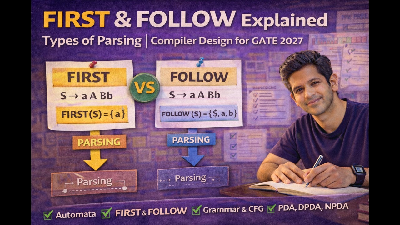 FIRST & FOLLOW Explained | Types of Parsing | Compiler Design for GATE 2027
