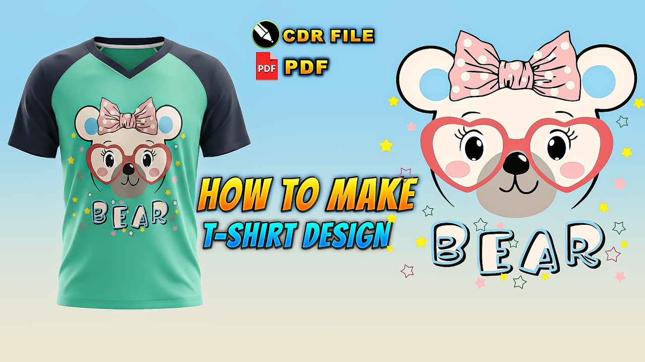 Cute Bear Design For T-shirt and Screen print lesser PUFF design FREE (CDR) and (PDF)