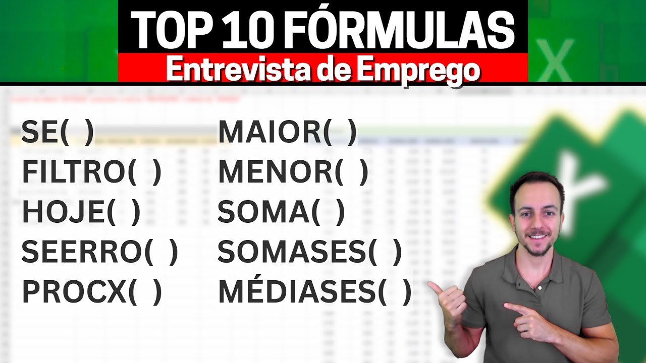 10 Fórmulas Excel Essenciais em Entrevista Emprego | Planilha Grátis