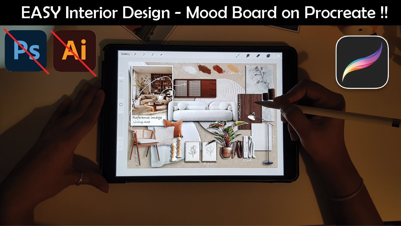 *Easy Guide Tutorial * Create Interior Design Mood Board on Procreate !