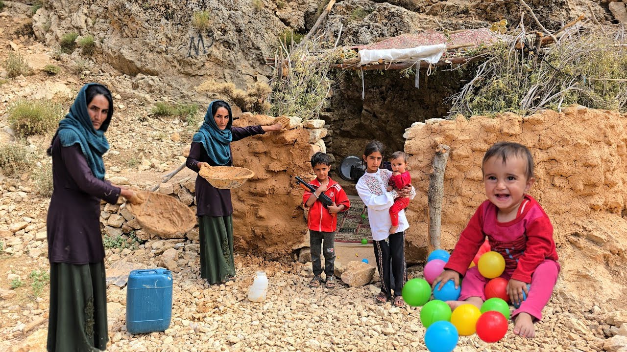🏔 Cave Life | Building a Stone Shelter & Plastering a Home in the Zagros Mountains 🏔️⛺