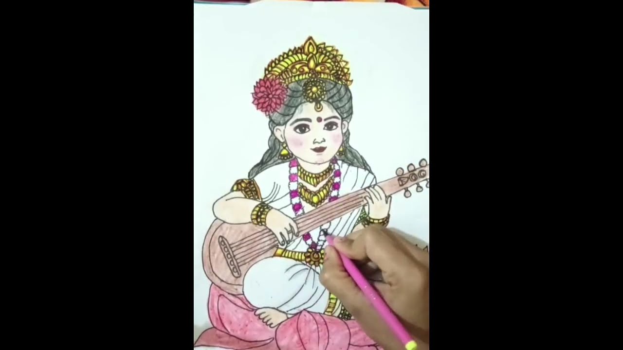 How to draw Maa saraswati drawing Please subscribe kare aap sabhi ko maa ki kasam