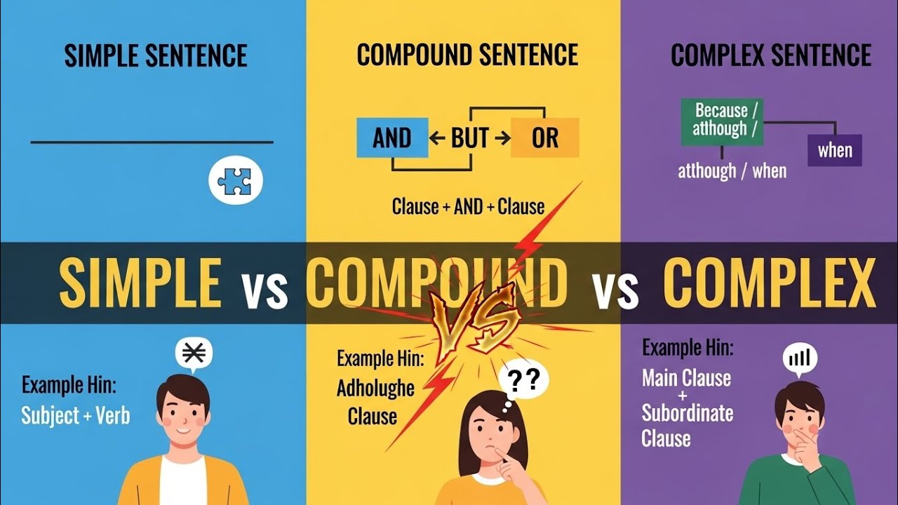 Simple VS Compound VS Complex Sentence | Explained in Sindhi 👀📚