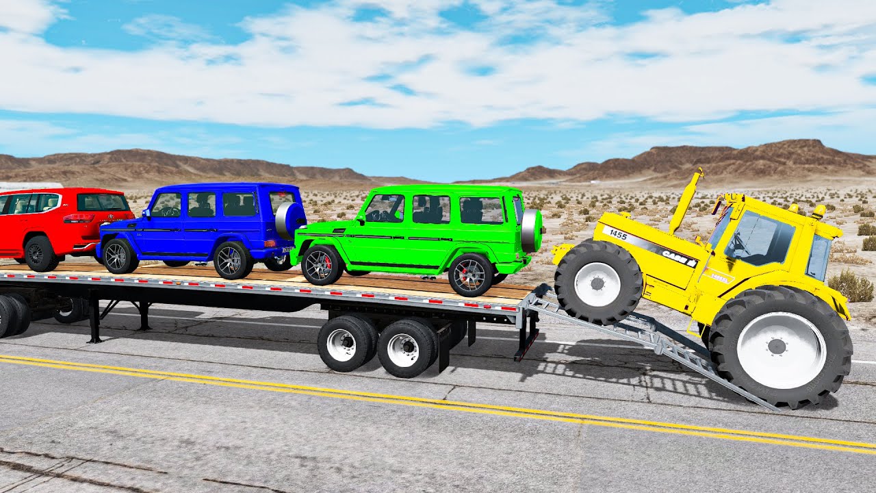 Flatbed Truck Mcqueen | Transportation with Truck - Pothole vs Car #2 - BeamNG.Drive