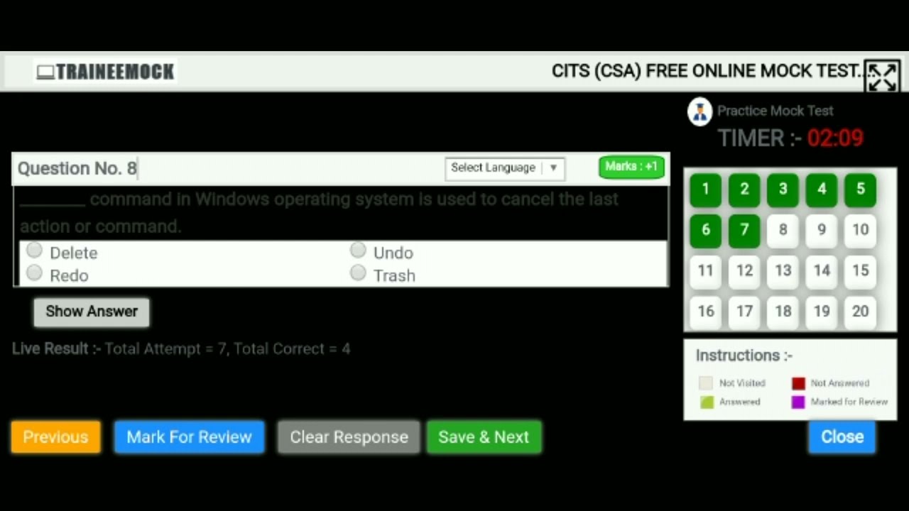 CITS CSA (Computer Software Applications) Trade Mock Test | TraineeMock