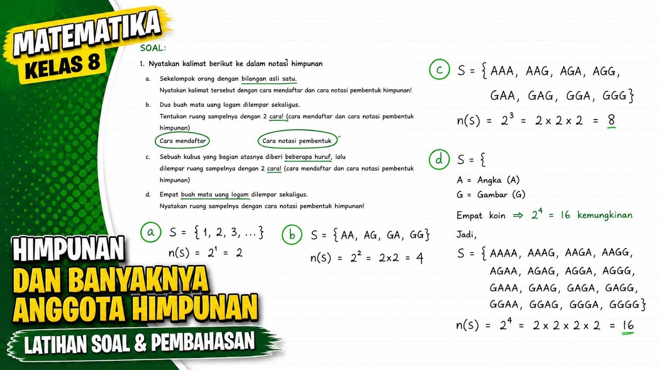 Ruang Sampe 1 koin, 2 koin, 3 koin, 4 koin, koin dan dadu yang dilempar satu kali | PELUANG SMP SMA