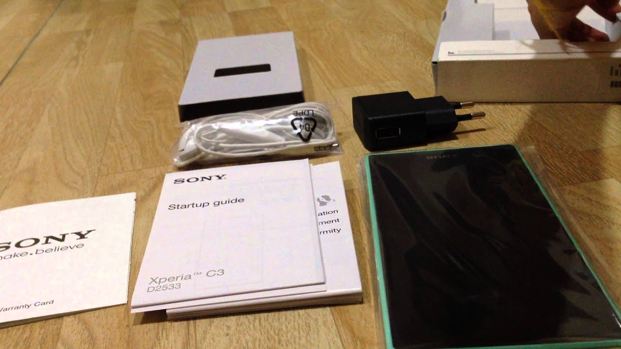 unboxing Selfie SmartPhone Sony Xperia C3 Mint D2533