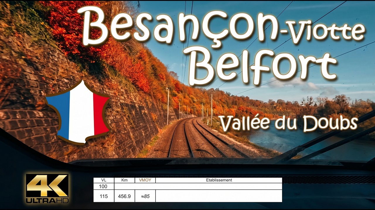 CAB RIDE 4K 🇫🇷 Besançon-Viotte ➡️ Belfort / TER BOURGOGNE-FRANCHE-COMTÉ SNCF Valée du Doubs 🏞 🛤