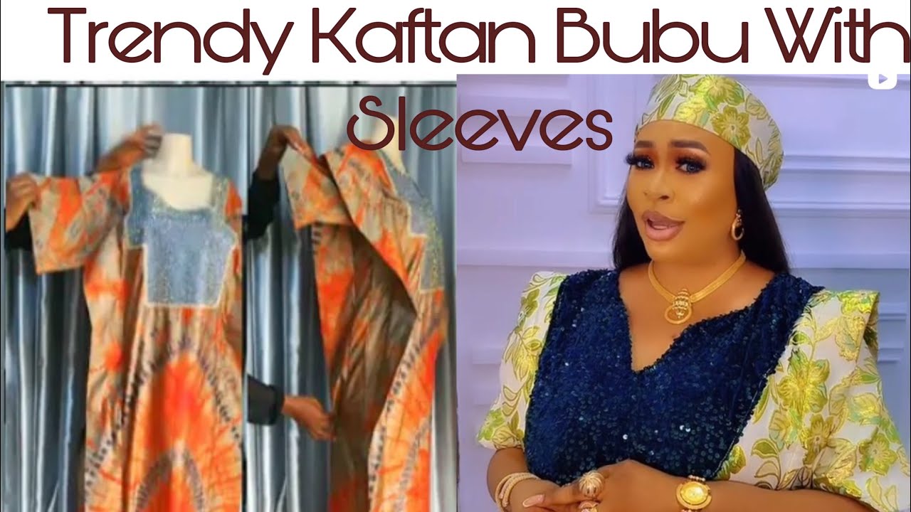 How to cut and sew TRENDY KAFTAN BUBU with sleeves// Rich Aunty vibes Kaftan