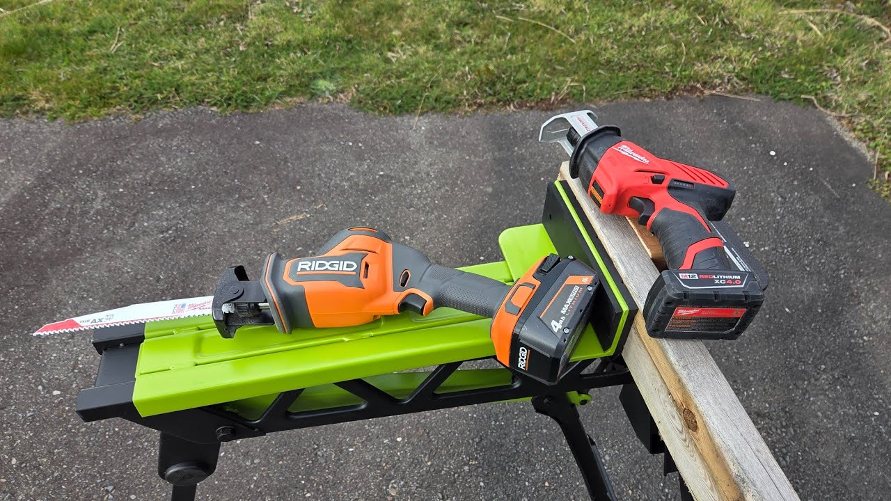 Одноручная сабельная пила M12 Hackzall против Ridgid