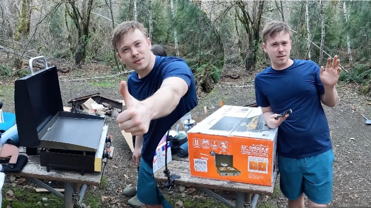 Unboxing new Blackstone Griddle in the forest! Spring Camping at the Oregon Coast