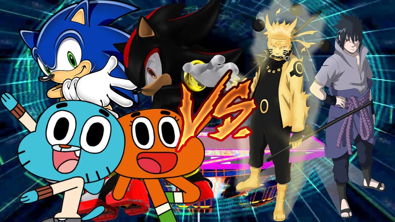 Mugen Battles | Gumball/Darwin/Sonic and Shadow The Hedgehog vs Naruto and Sasuke