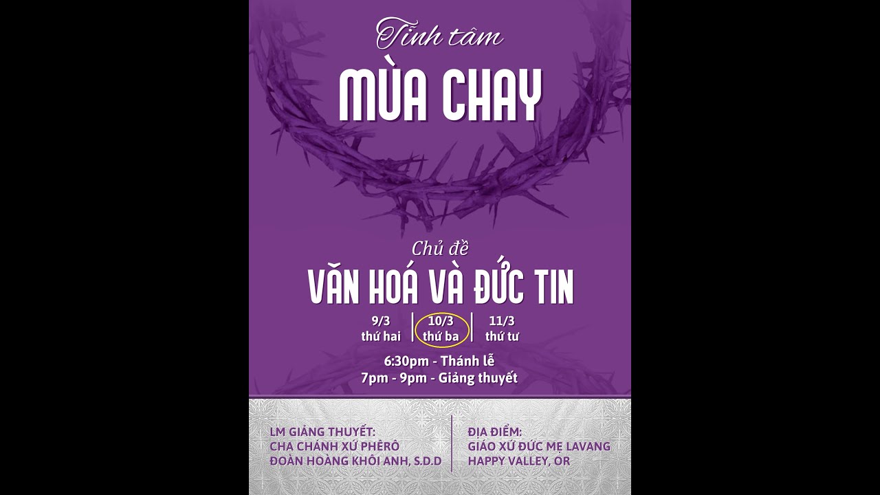 Tĩnh Tâm Mùa Chay 2026 - Thứ Ba ngày 10/03/2026