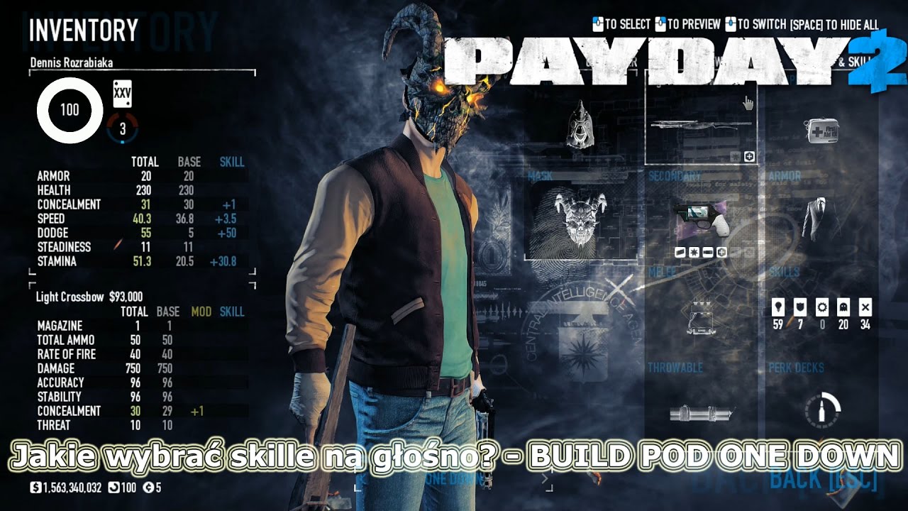 PayDay 2: Poradniki #18 - Buildy - Jakie wybrać Skille / Umiejętności na głośno? - ONE DOWN