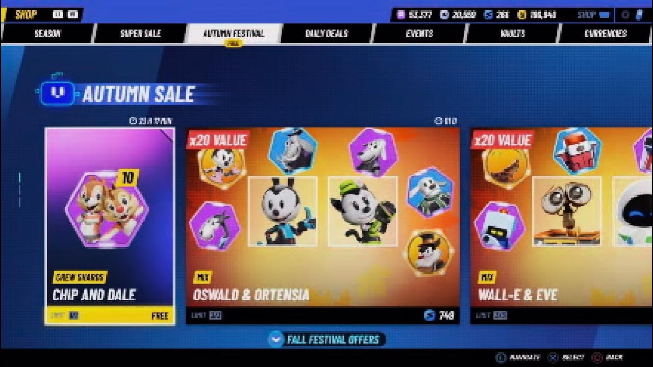 Autumn Festival Day 3 | 10 Free Chip and Dale Crew Shards and some deals - Disney Speedstorm S15