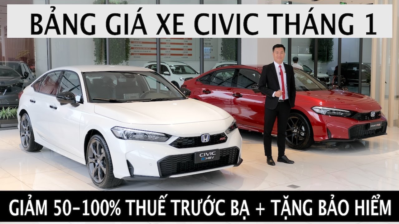Giá lăn bánh Honda Civic tháng 1/2026 | Giảm 100% thuế trước bạ |Bán trả góp Honda Civic| Học Honda