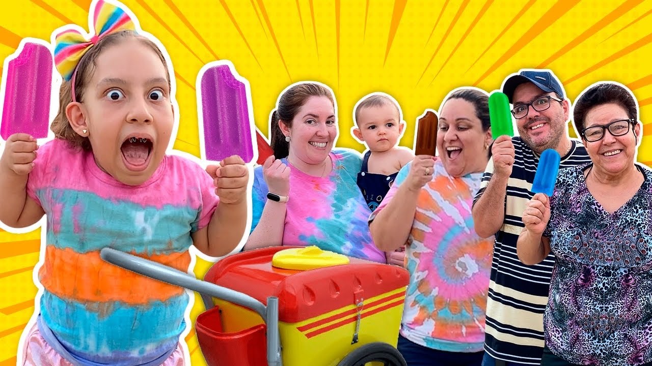 MC Divertida finge brincar de vender PICOLÉ Pretend Play Selling Ice Cream - Família MC Divertida