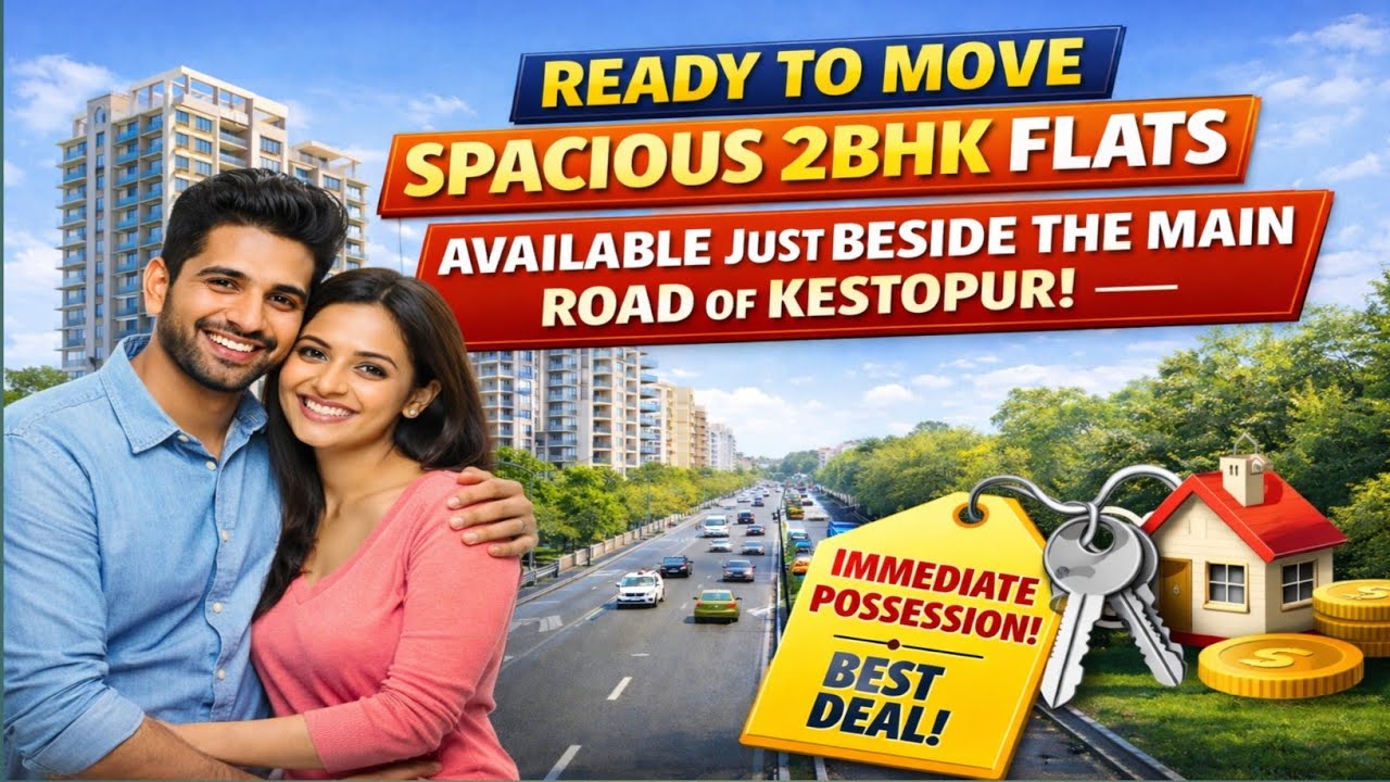P-37, Ready to move Specious 2BHK flats are available just beside the main road of Kestopur.