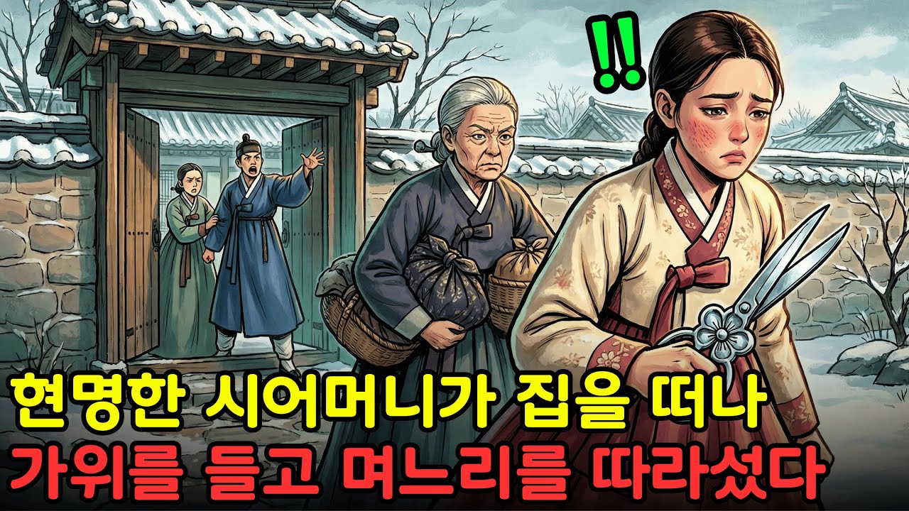 현명한 시어머니가 집을 버리고 가위를 들고 천대받은 며느리를 따라갔다