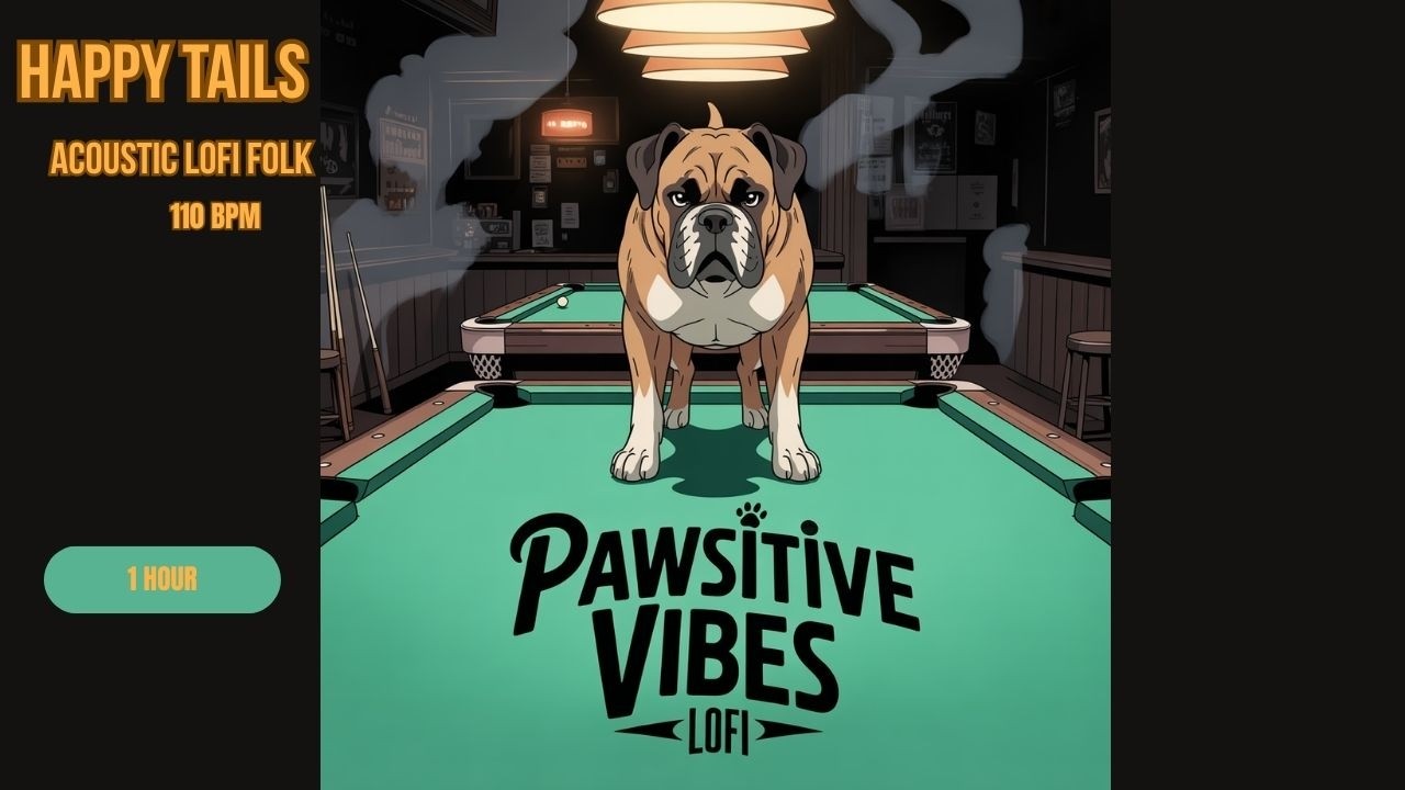 Happy Tails for Dogs 🐾 Upbeat Acoustic LoFi Folk (110 BPM) | 1 Hour Playtime & Bonding