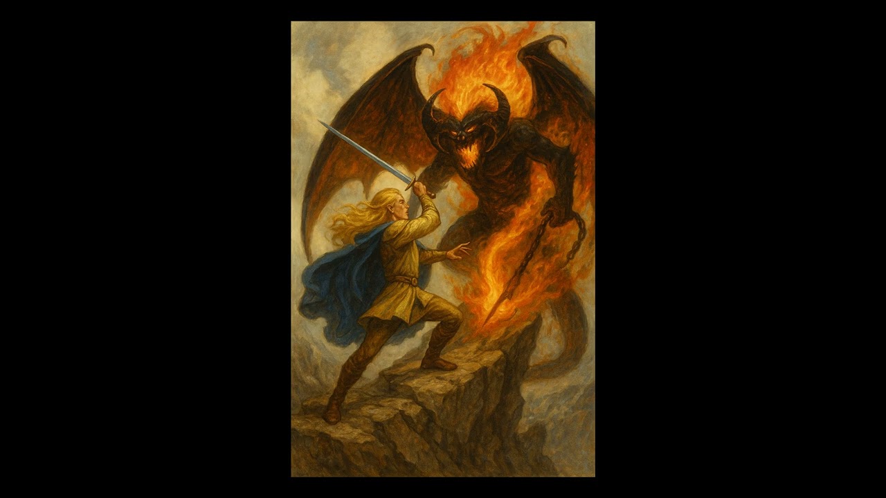 Glorfindel and the Balrog; inspired by Tolkien #elvish #sindarin