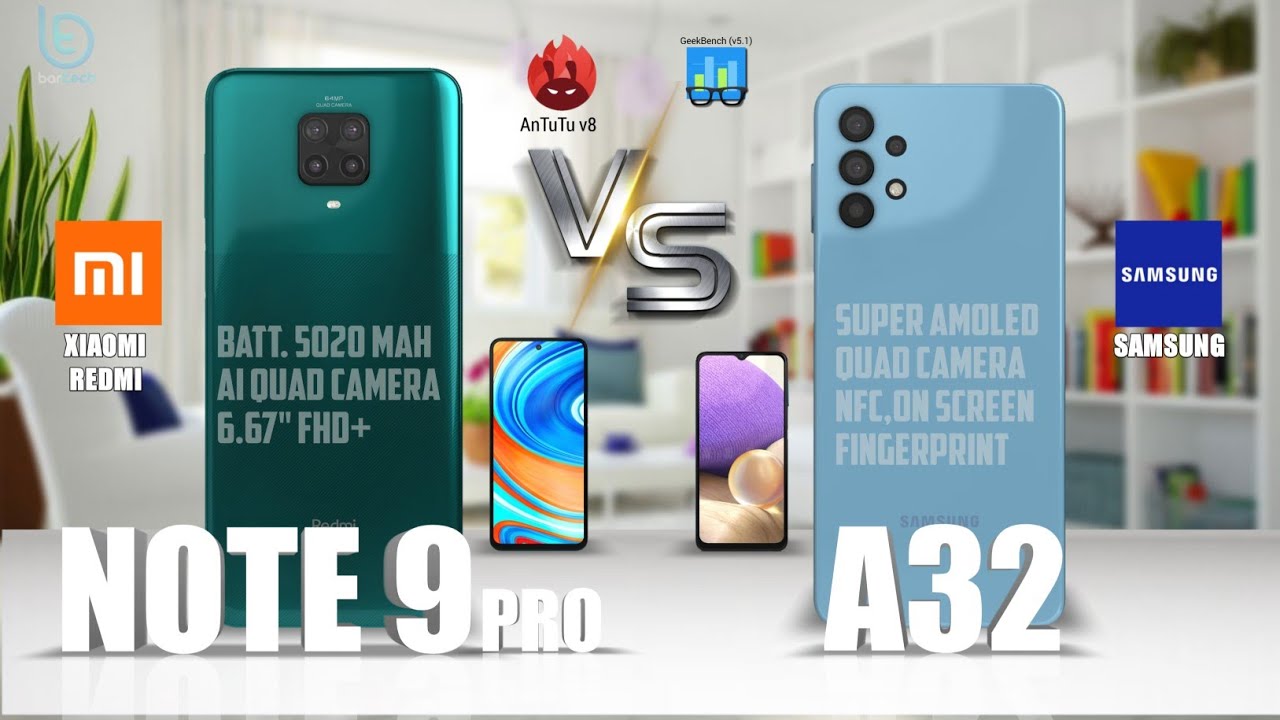 Harga 3jt.an | REDMI NOTE 9 PRO vs SAMSUNG GALAXY A32 | SPESIFIKASI | Benchmark score | FULL COMPARE