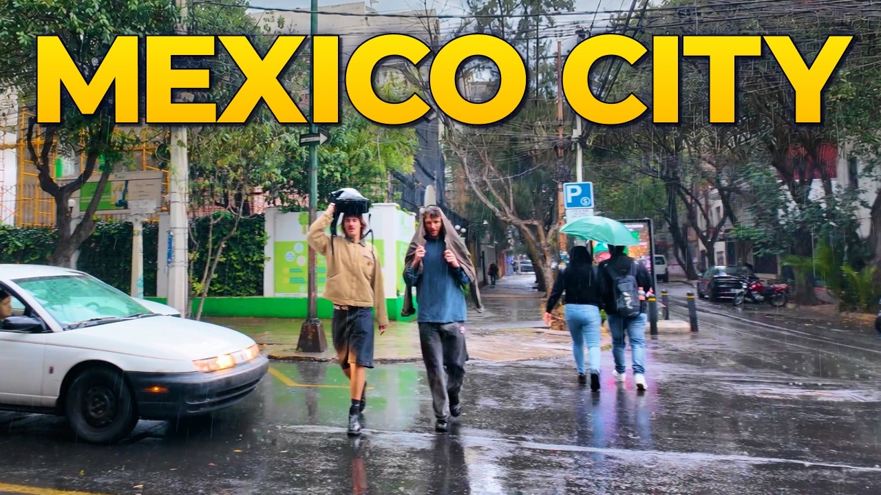 Rainy Day Walk in Mexico City ☔ Roma Condesa Rainstorm Walking Tour [4K]