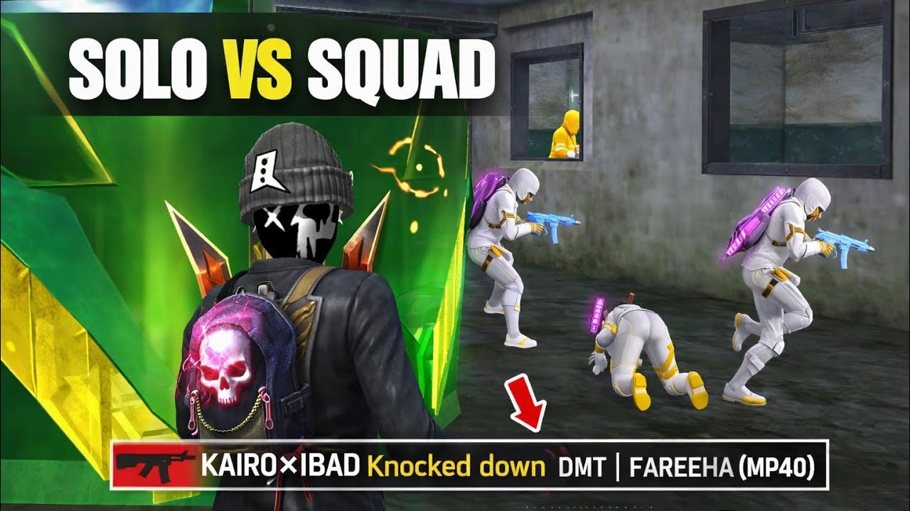 1،vs 4 SOLO VS SQUAD 😈  | Free Fire Max
