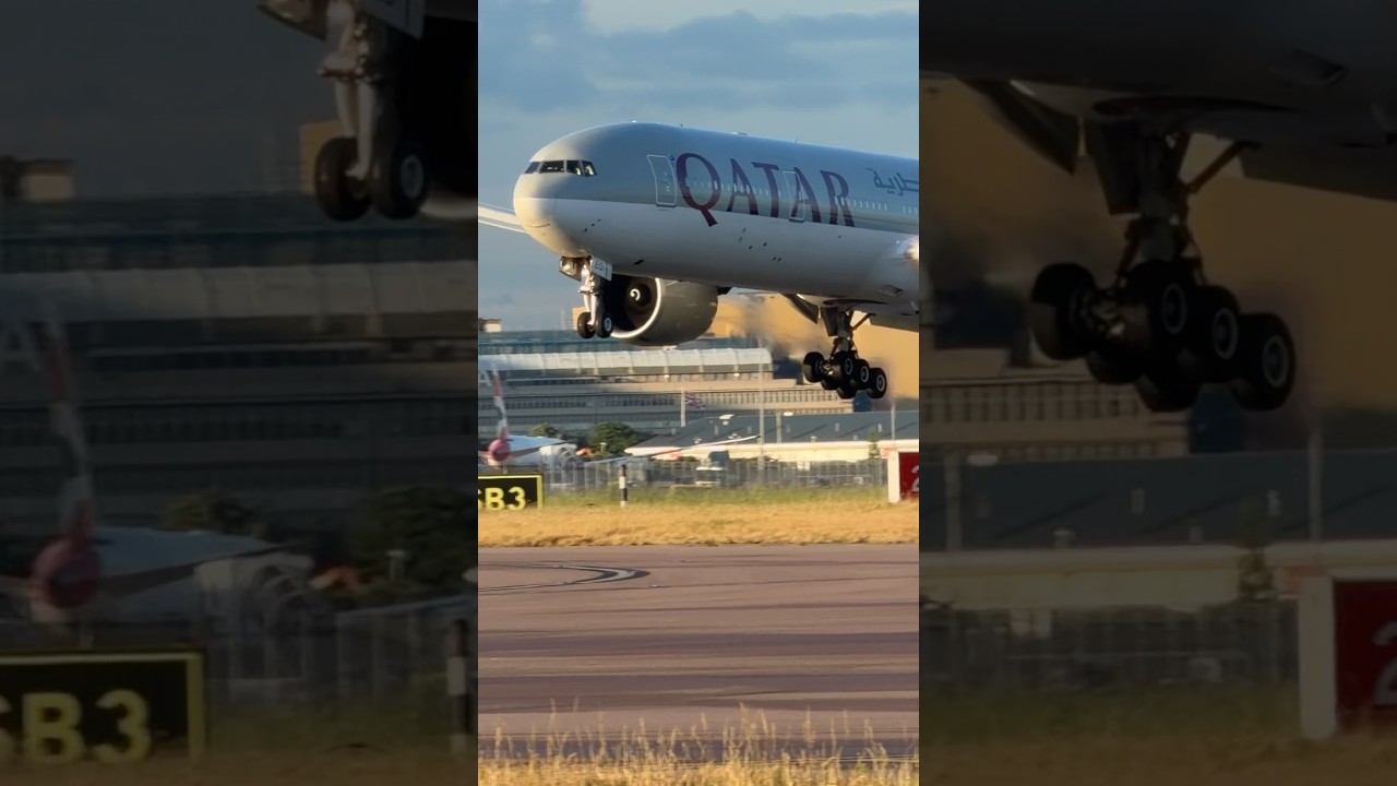Qatar airline landing smoothly #automobile #airplane #aviation #airbusa400m #viral