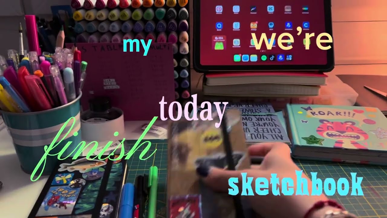 art vlog: starting a new sketchbook after i finished the last one + little vlog