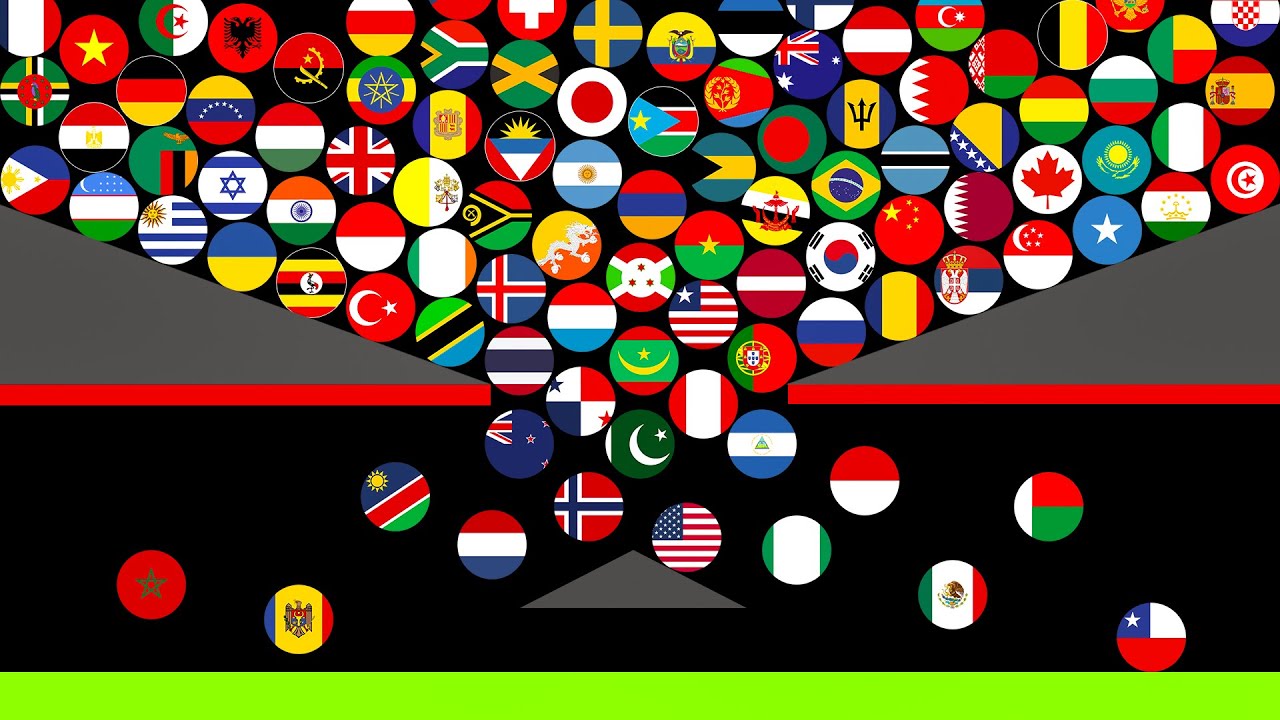 100 Countries Marble Race in Algodoo - Who will win?