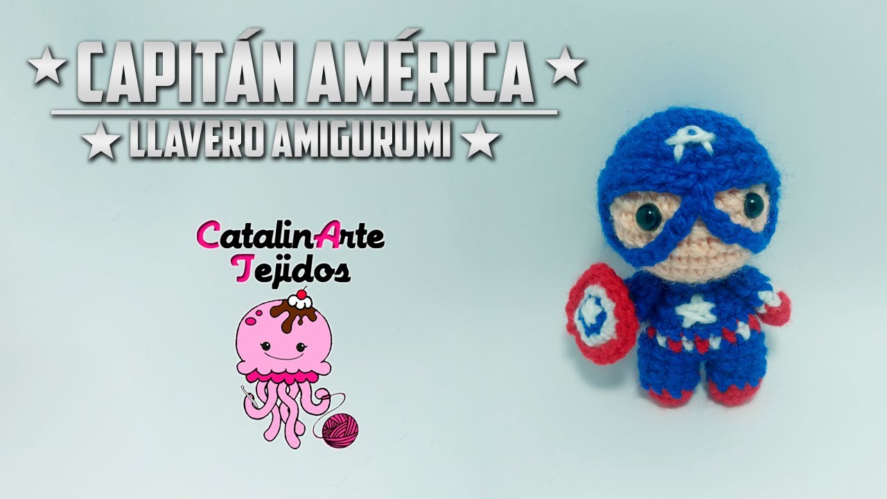 Capitán América llavero amigurumi | CatalinArte Tejidos