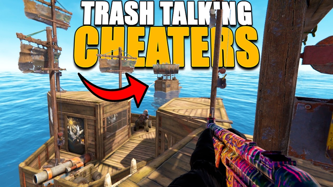 A TRASH TALKING CHEATER CAME To RAID OUR SHIP (Rust)
