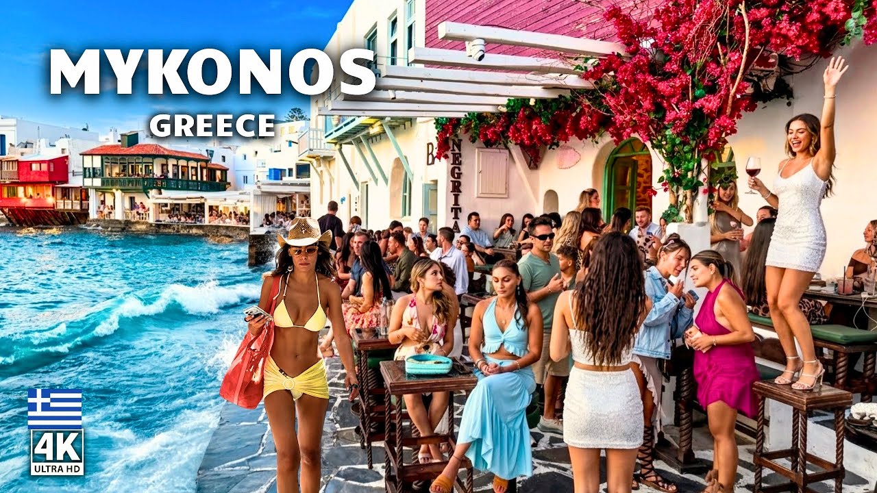 Mykonos, Greece 4K Walking Tour 🇬🇷 | Luxury Beach Clubs, Little Venice & White Streets
