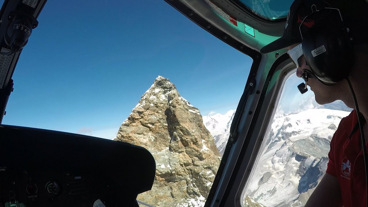 Spectacular Air Zermatt Helicopter Flight over Matterhorn Aug 22nd 2017 (Copilot seat, GoPro 5 2.7k)