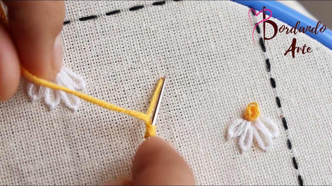 BORDADO A MANO PUNTO MARGARITA PARA FLORES | HAND EMBROIDERY EASY STITCH UNIQUE DESIGN FLOWERS